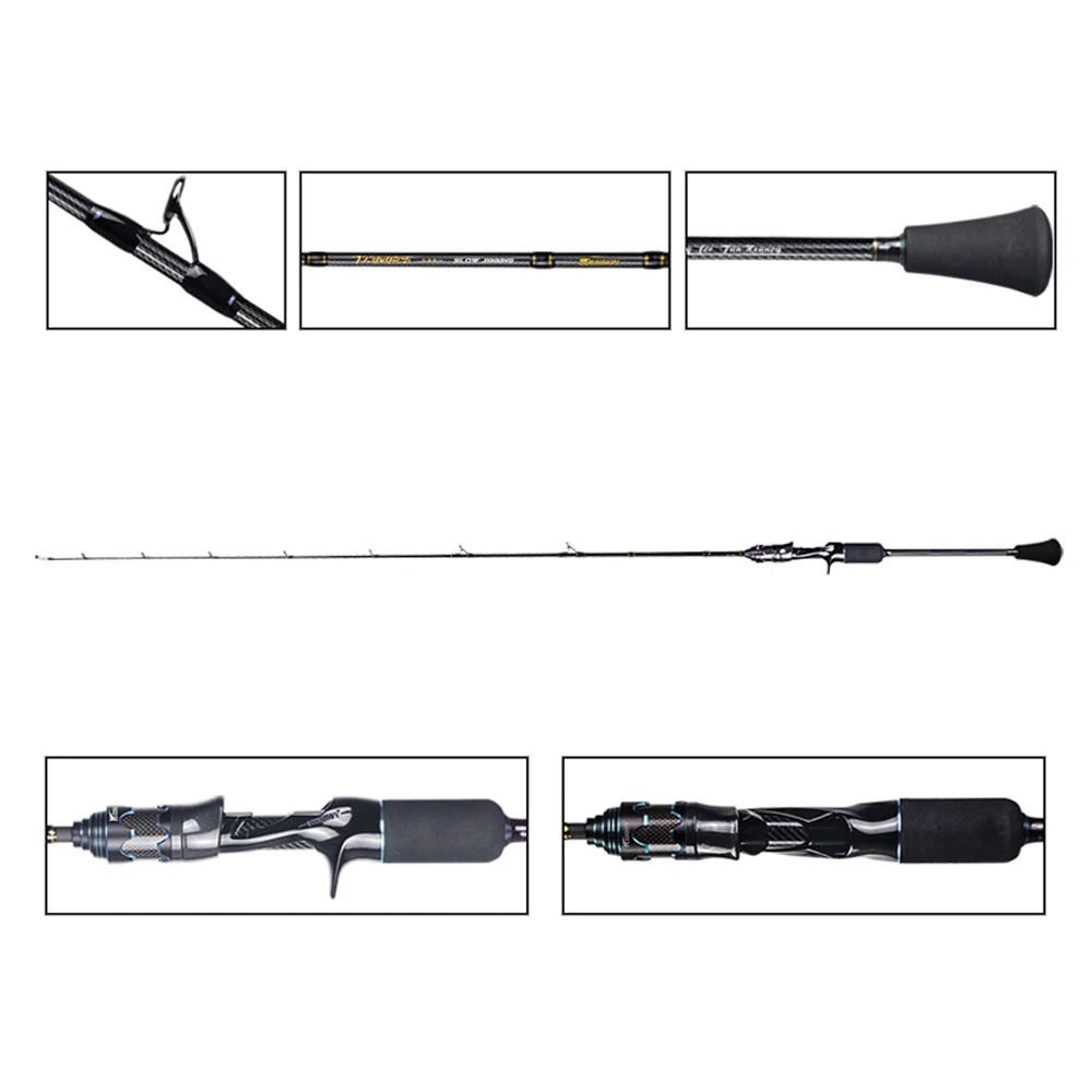 Mavllos Tomas Slow Jigging Rod,Tuna Trout Spinning Fishing Rod Lure 30-200g/80-350g Carbon Solid Tip Saltwater Jigging Rod