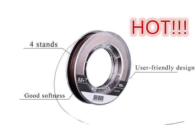 Mavllos Cored Wire Steel Inside Super Strong Multifilament Fishing Line 100m PE Braided Fishing Line 4 Strands 10- 90lb