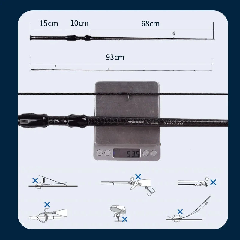Mavllos Plume BFS Casting Rod with Fuji Ring Lure 0.6-8g 40T Toray Carbon Fast Action UL Solid Tip Fishing Casting Spinning Rod
