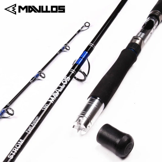 Mavllos STORM Saltwater Jigging Rod For Tuna Fishing MH Carbon  3 Section 1.8M 2.1M Lure 70-250g 20-50LB Fishing Spinning Rod