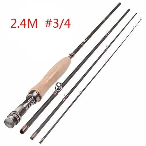 Mavllos 3/4 5/6 WT Fly Fishing Rod 40T Carbon Fiber 8FT 2.4M/9FT 2.7M Fast Action Cork Handle Lightweight Lake River Fly Rod