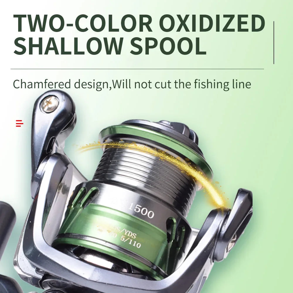 Mavllos HFC Carp Fishing Reel with Shallow Spool Model 1500 2500 3500 Power 6KG Ratio 6.2:1 Light Bass Fishing Spinning Reel