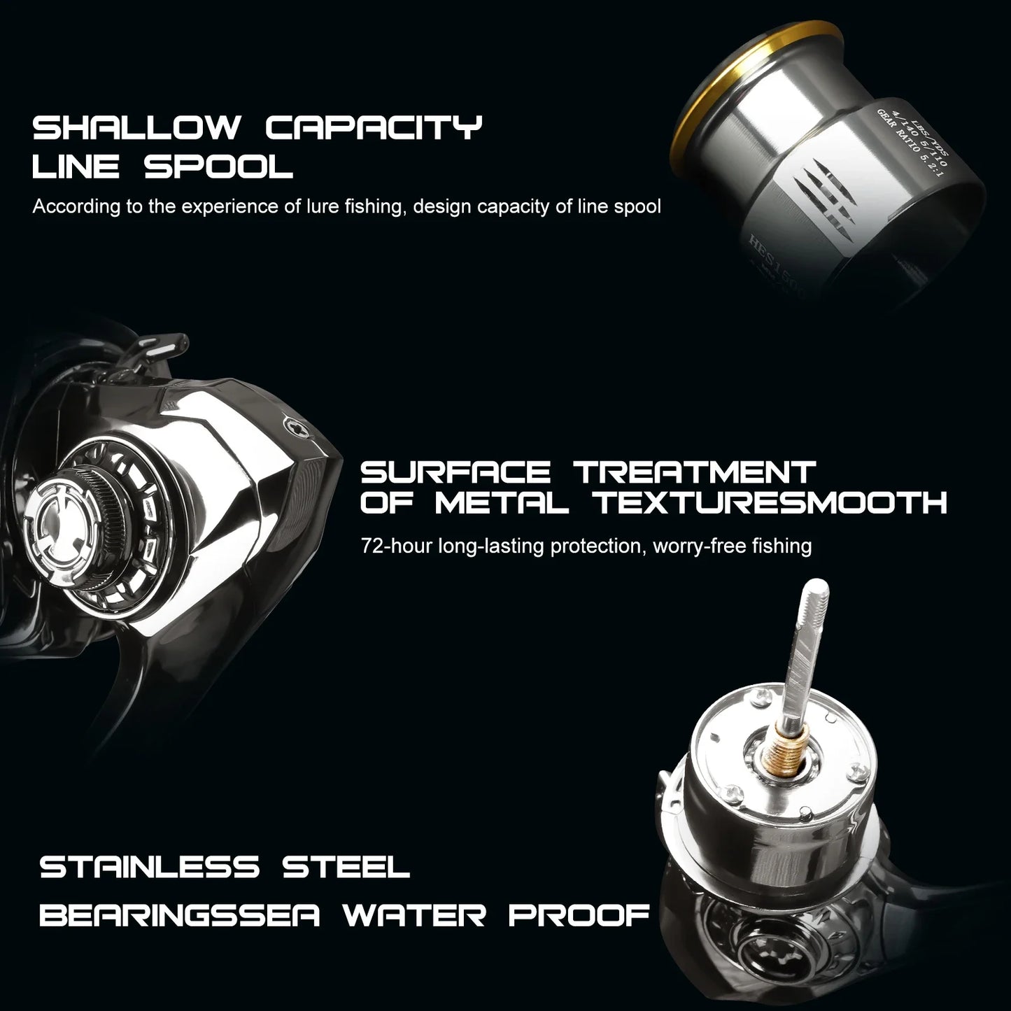 Mavllos BLAST Bass Fishing Reel,Ratio 5.2:1 Brake Force 12kg Shallow Spool Double Handle Freshwater Bass Bait Spinning Reel