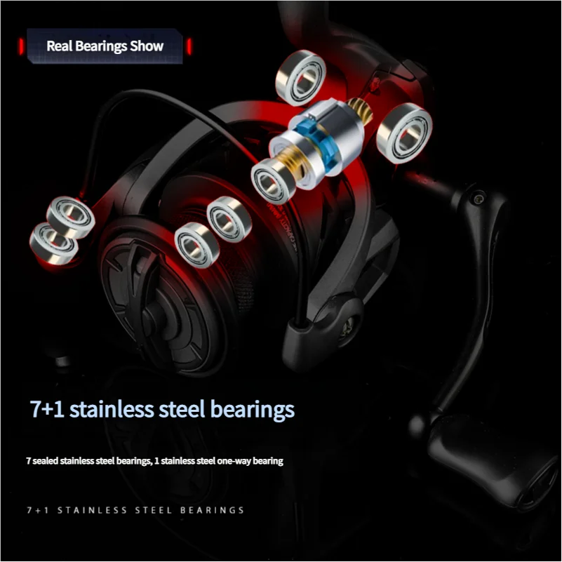 Mavllos Skadi Bass Spinning Reel 7+1BB CNC Metal Spool 5.5:1 Gear Stainless Steel IPX6 Waterproof Dual Bearing Carp Fishing Reel