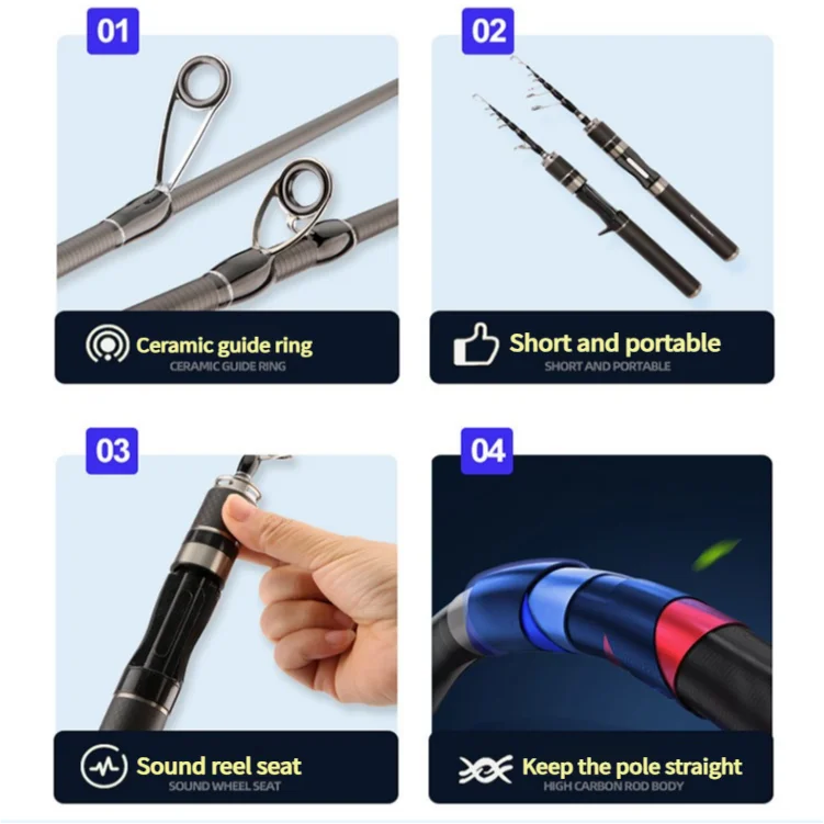 Mavllos JINWEI Carbon Lure Rod 1.5m 1.8m Portable Travel Trout Spinning Casting Rod Lure 2-10g 2-8lb Light Telescope Fishing Rod