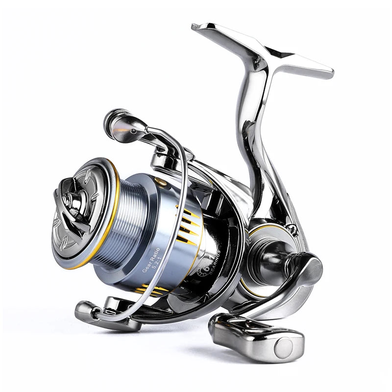Mavllos JINWEI Bass Spinning Reel Drag 10kg Ratio 5.2:1 Light Carbon Frame Aluminum Shallow Spool Carp Trout Fishing Reel