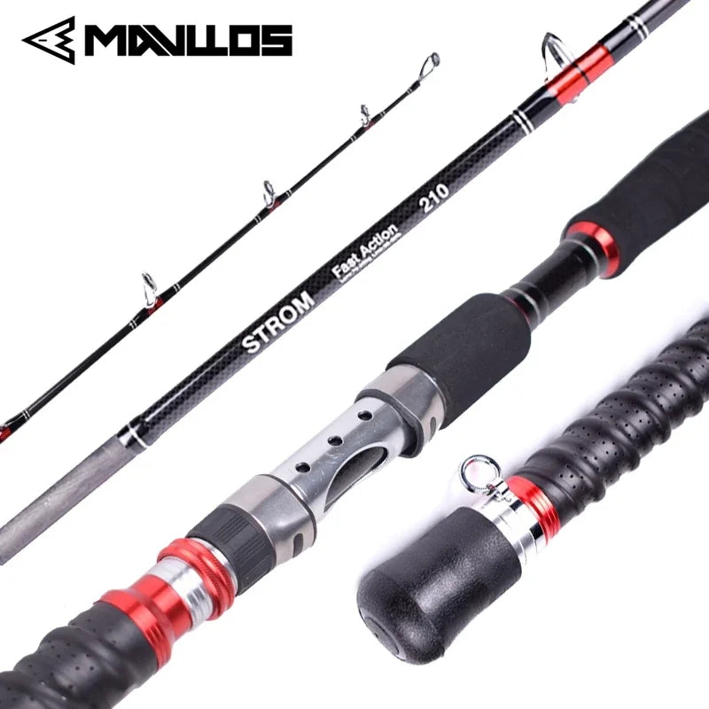 Mavllos STORM Saltwater Jigging Rod For Tuna Fishing MH Carbon 3 Section 1.8M 2.1M Lure 70-250g 20-50LB Fishing Spinning Rod