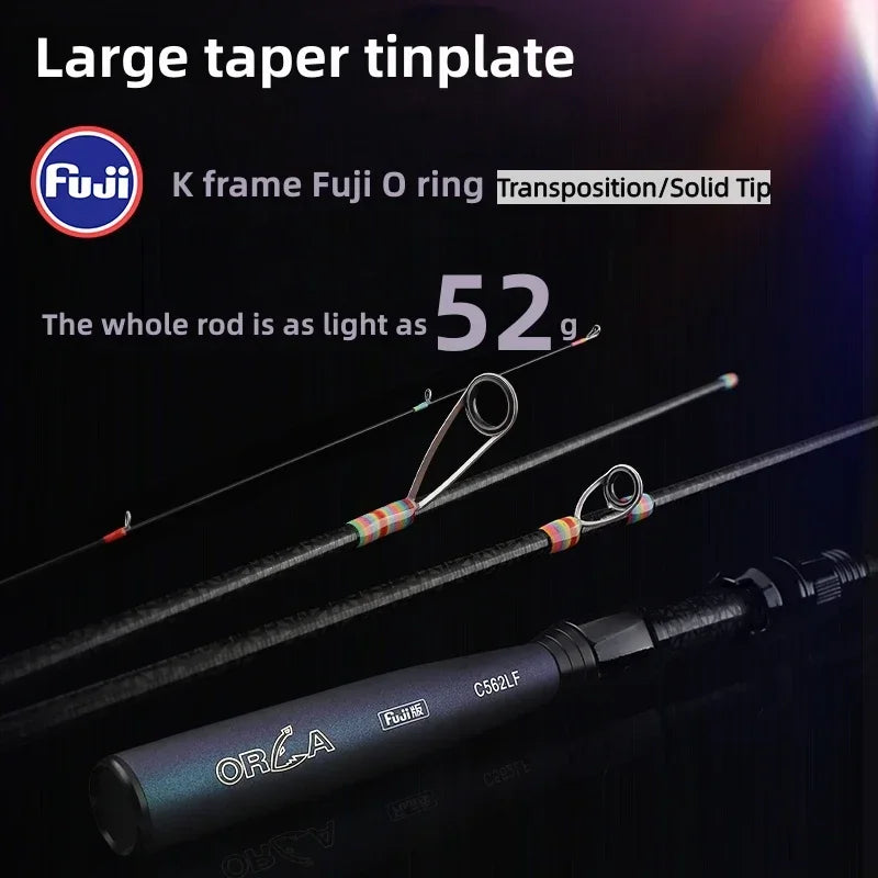 Mavllos ORCA Bass Spinning Rod with Fast Action,Lure 1-8g Line 2-6lb FUJI Guide Light Carbon BFS Casting Rod Fishing Bass Pike