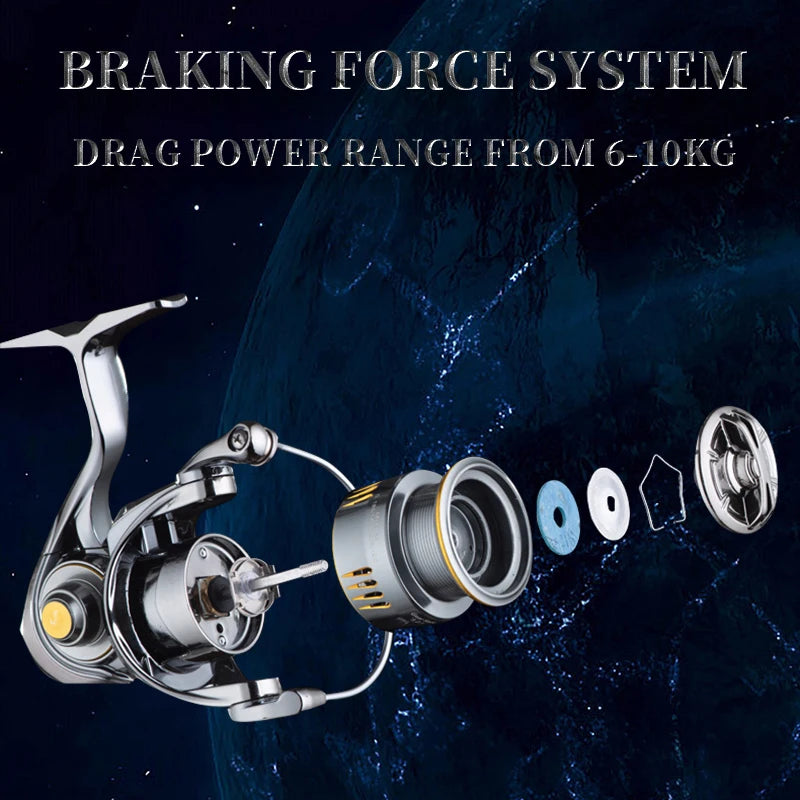 Mavllos JINWEI Bass Spinning Reel Drag 10kg Ratio 5.2:1 Light Carbon Frame Aluminum Shallow Spool Carp Trout Fishing Reel