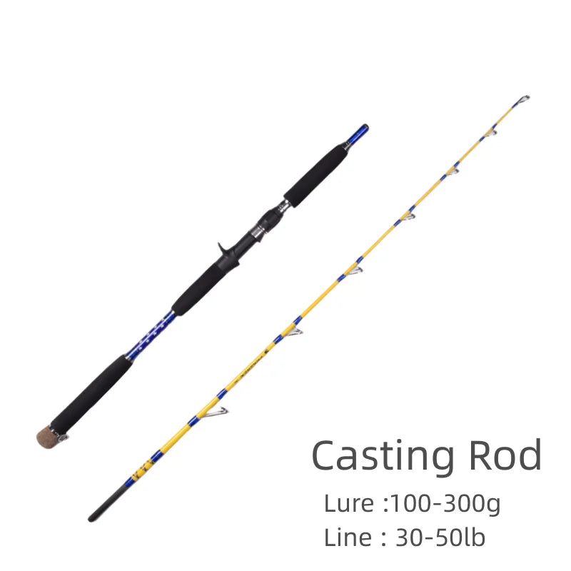 Mavllos Pursure Bass Fishing Rod ,Lure 100-300g Line 30-50lb 1.6m MH Solid Tip Carbon Trout Fishing Casting Spinning Rod