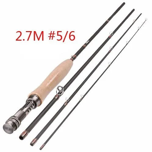 Mavllos 3/4 5/6 WT Fly Fishing Rod 40T Carbon Fiber 8FT 2.4M/9FT 2.7M Fast Action Cork Handle Lightweight Lake River Fly Rod