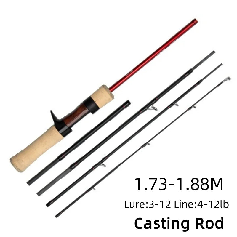 Mavllos Lightning Carbon Light Bass Spinning Rod Portable Travel Fishing Tackle Lure 3-12g/4-18g General Fishing Casting Rod