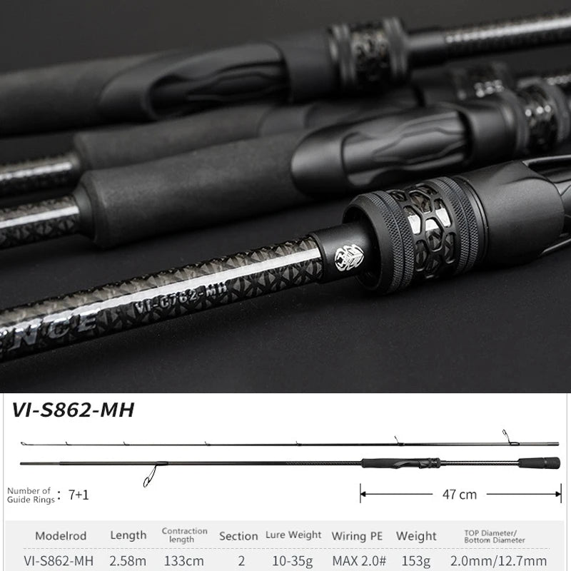 Mavllos XIJIA Chub Spinning Rod Line 15- 27LB Lure 10-35G 2 Sections 2.28m-2.58m Fast MH Tip Superhard Bass Fishing Casting Rod