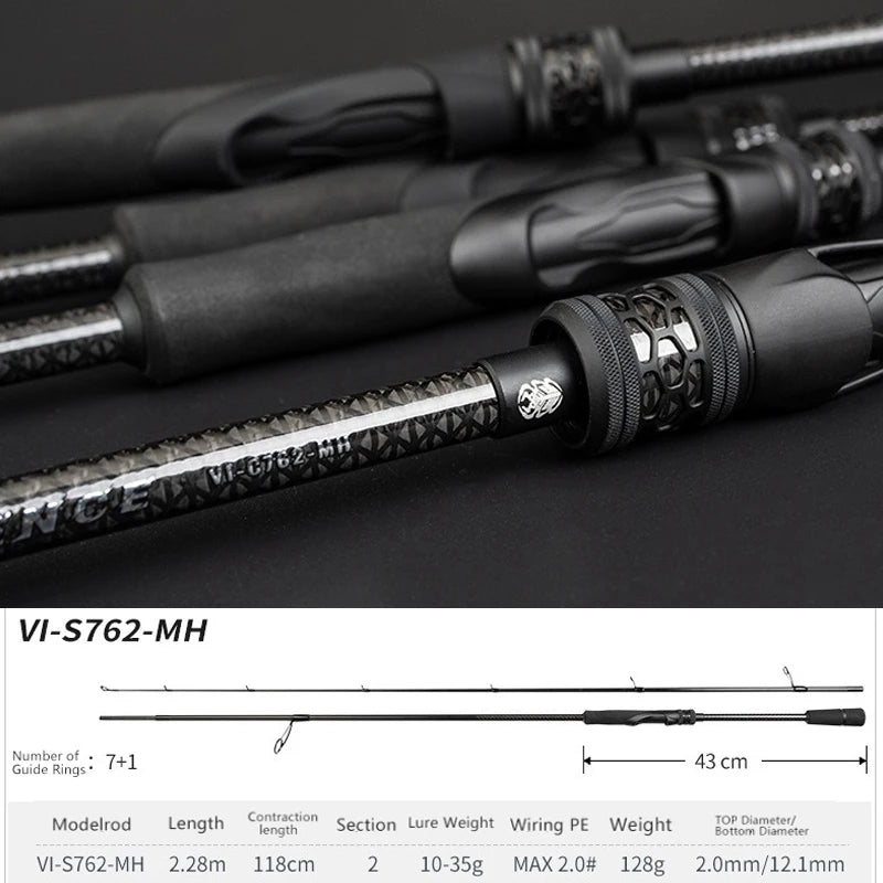 Mavllos XIJIA Chub Spinning Rod Line 15- 27LB Lure 10-35G 2 Sections 2.28m-2.58m Fast MH Tip Superhard Bass Fishing Casting Rod
