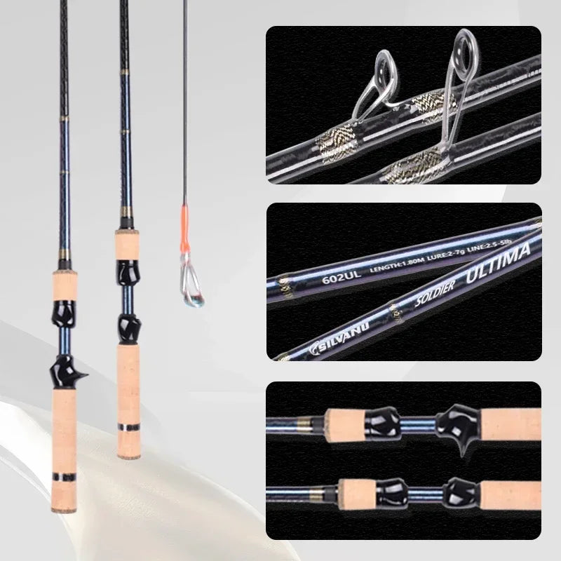 Mavllos ULTIMA Crappie Spinning Fishing Rod, Fuji Ring Fast UL Tip ,Lure 1-6g Line 2-6lb,30T Carbon Ultralight BFS Casting Rod